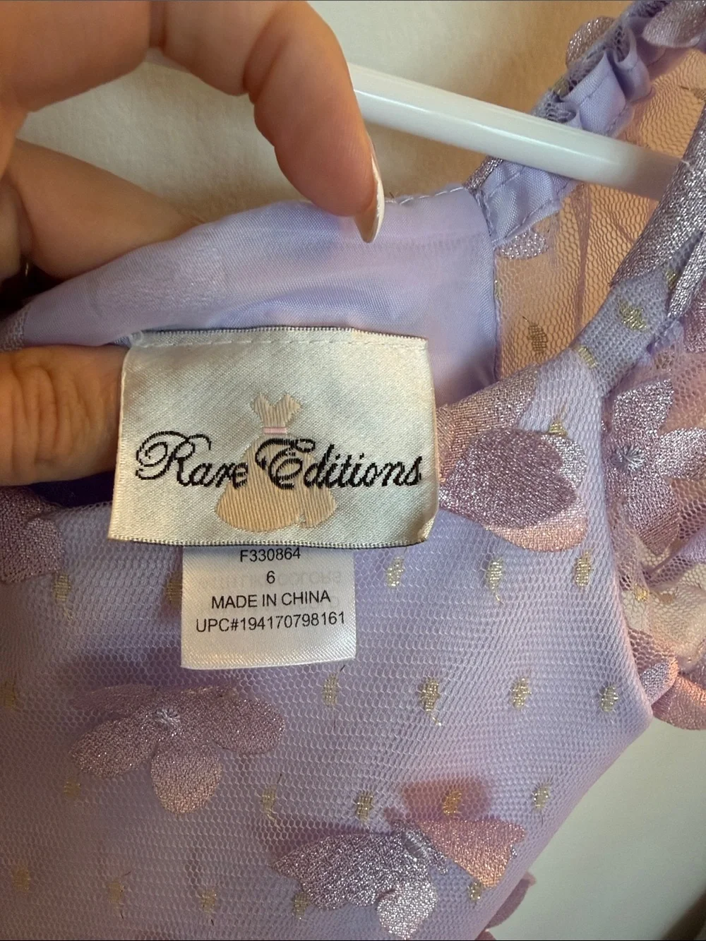 Rare Editions Lavender Floral Appliqué Party Dress
